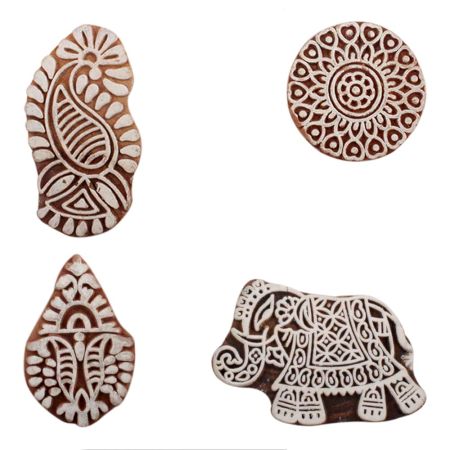 Set of 4 Piece New Mix Wooden Printing Block